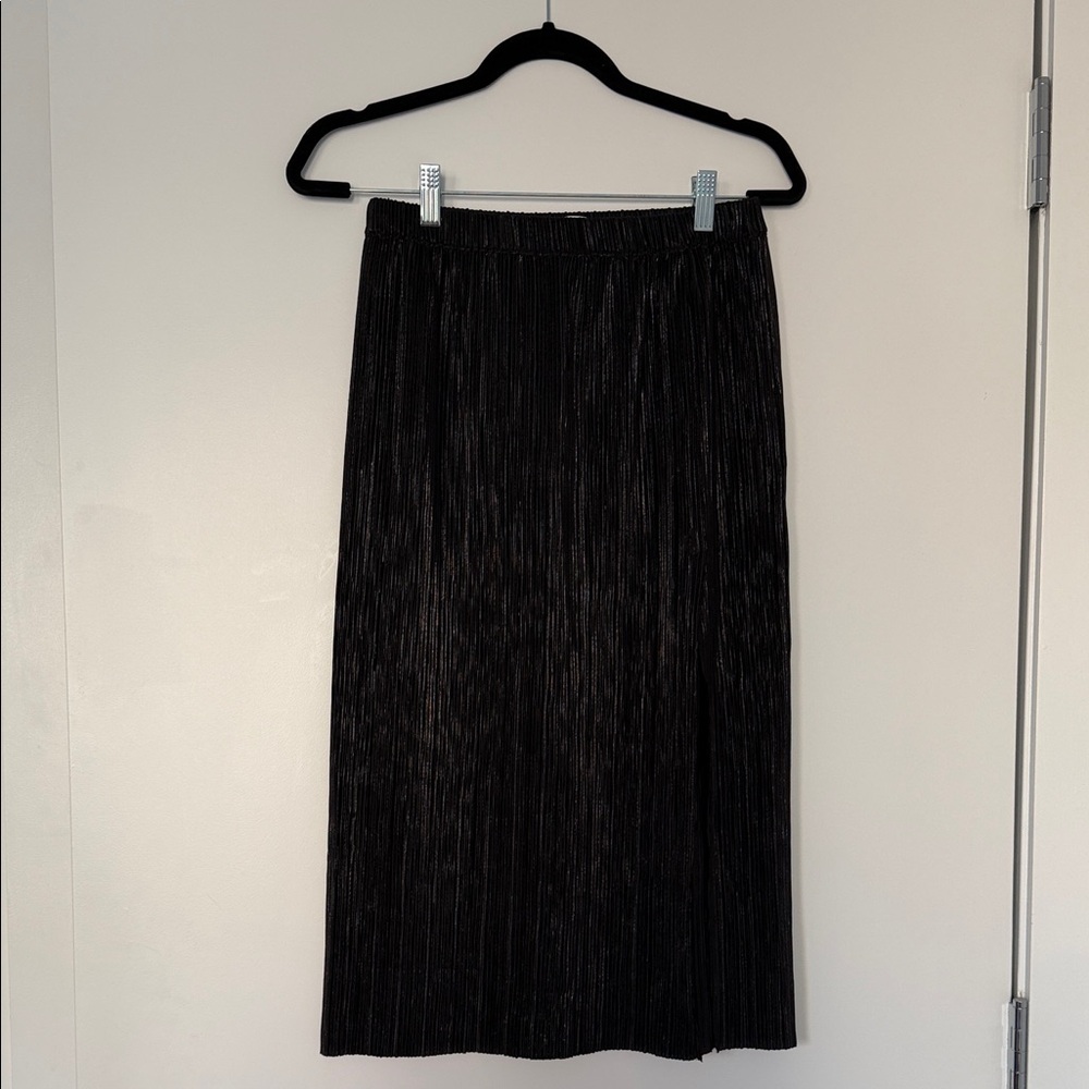 Oak+Fort Black Shiny Midi Skirt - Women